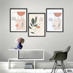 Woman Fashion Line Art (3 Panel) Fashion Wall Art - Prime Décor