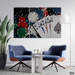 Poker Playing Cards (3 Panel) Game Wall Art