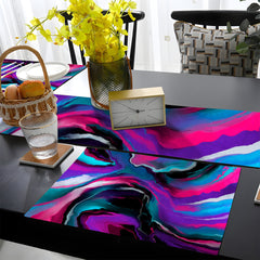 Violet Blue & Vivid Pink Abstract Acrylic Fluid Style | Table Runner and Placemat Set