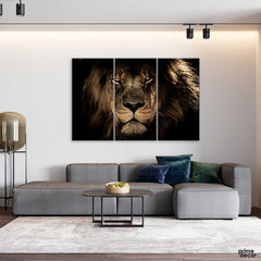 African Wild Lion (3 Panel) Nature Wall Art - Prime Décor