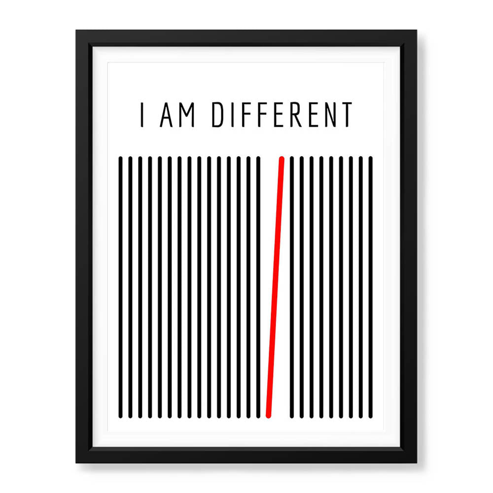 I Am Different Motivational Black & White Art Design | Abstract Motivational Artwork #00136 - Prime Décor