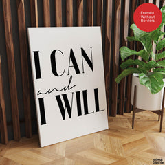 I Can & I Will Motivational Black & White Art Design | Abstract Motivational Artwork #00137 - Prime Décor