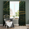 Emerald Green & Golden Fluid Marble | Abstract Curtains #137 - Prime Décor