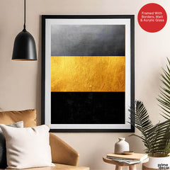 Black Gold & Grey Abstract Design | Abstract Office Artwork #00138 - Prime Décor