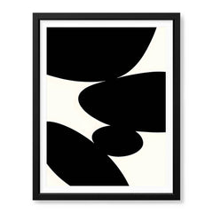 Black Stone Shape Design Over White Beige Background | Abstract Office Artwork #00147 - Prime Décor
