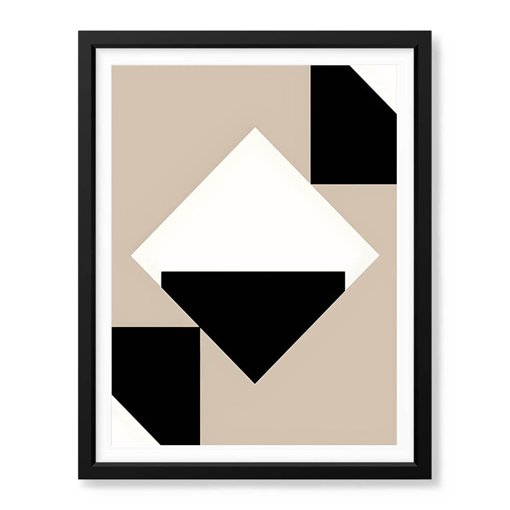 Black & White Abstract Design Over Brown Background | Abstract Office Artwork #00149 - Prime Décor