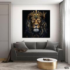 Aesthetic Lion With A Crown Artwork (Single Panel) Animal Wall Art