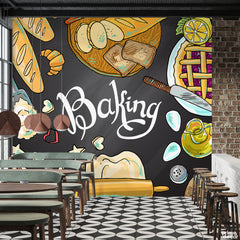 Baking Typography With Food Artwork | Restaurant Wallpaper Mural