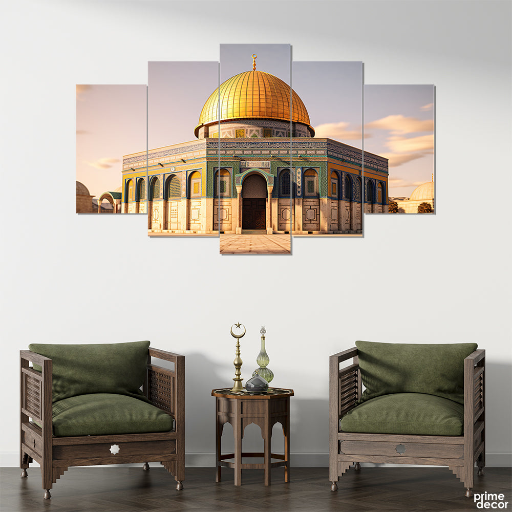 Dome Of Rock Al-Aqsa Palestine (5 Panel) Islamic Wall Art - Prime Décor
