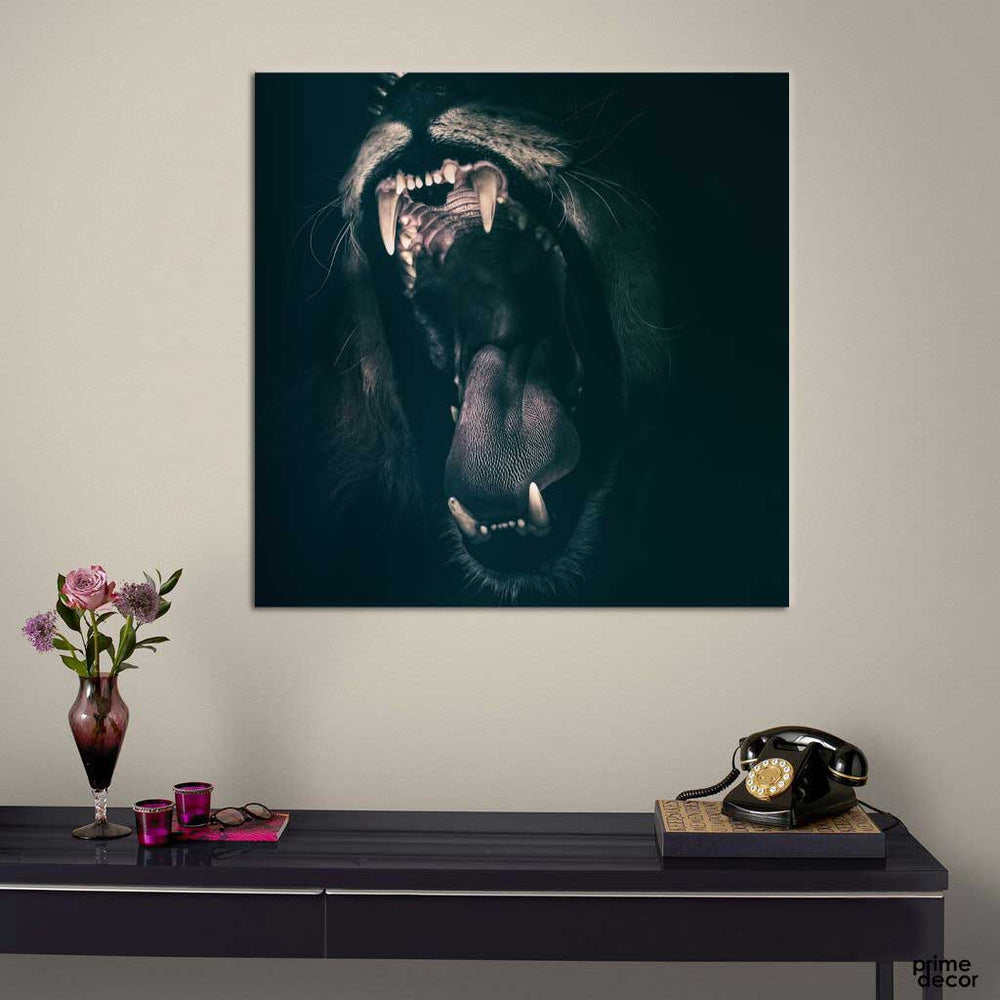 Roaring Lion (Square Panel) Animal Wall Art - Prime Décor