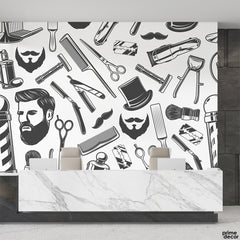 Hairdresser Scissors & Razors Black Elements | Fashion Wallpaper Mural - Prime Décor
