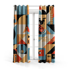 Mosaic Style Musical Instruments | Abstract Curtains #151 - Prime Décor
