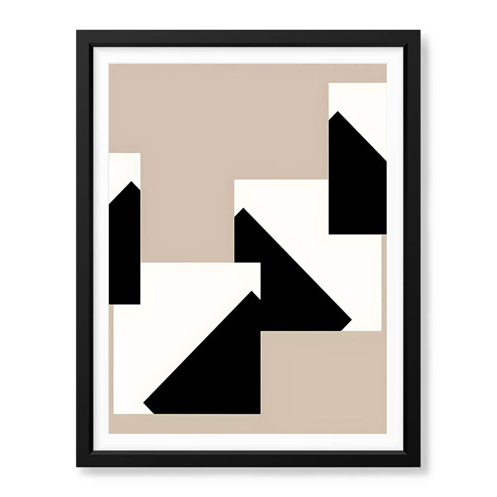 Black & White Abstract Design Over Brown Background | Abstract Office Artwork #00151 - Prime Décor