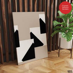 Black & White Abstract Design Over Brown Background | Abstract Office Artwork #00151 - Prime Décor