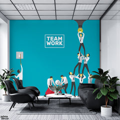 Team Supporting Each Other Teamwork Illustration | Office Wallpaper Mural - Prime Décor