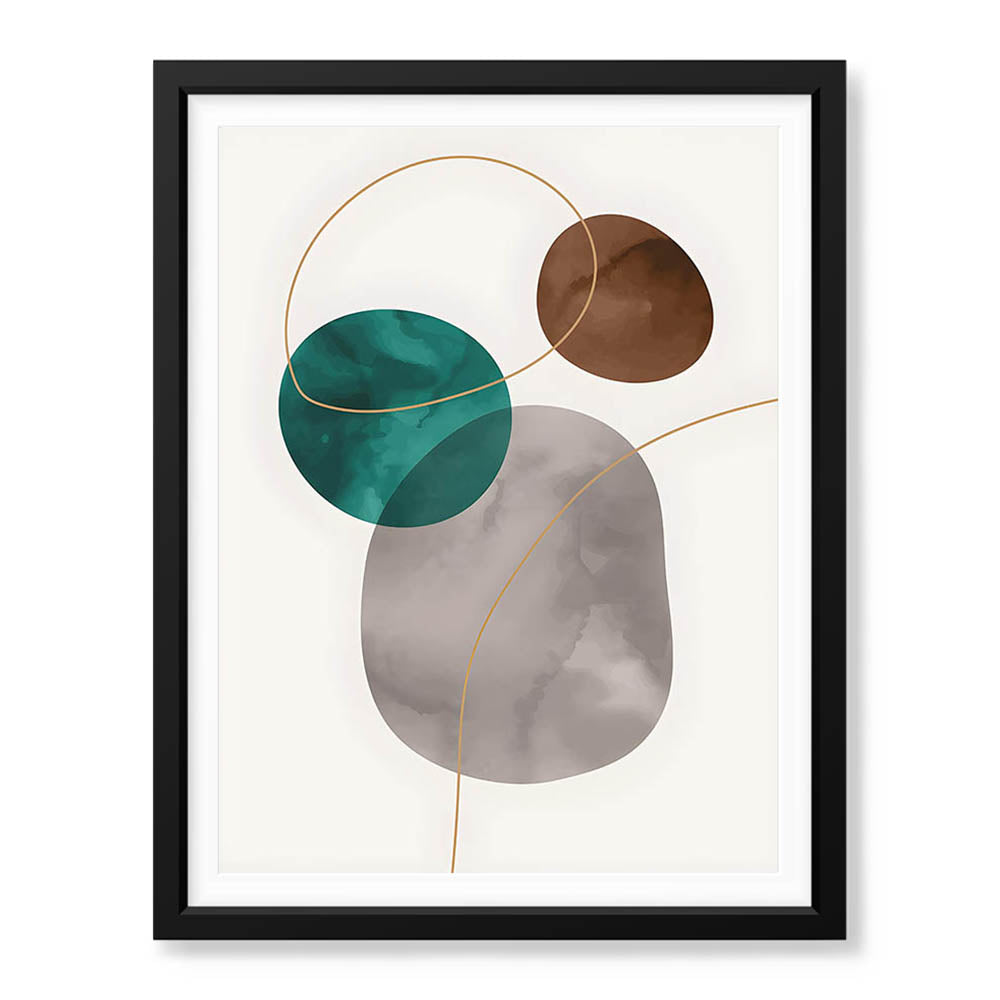 Dark Green Brown & Grey Abstract Design Over White Background | Abstract Office Artwork #00152 - Prime Décor