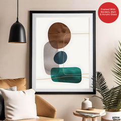 Dark Green Brown & Grey Abstract Design Over White Background | Abstract Office Artwork #00154 - Prime Décor