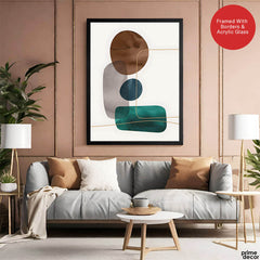 Dark Green Brown & Grey Abstract Design Over White Background | Abstract Office Artwork #00154 - Prime Décor