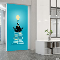 Leader Sitting On Books With Idea Bulb | Office Wallpaper Mural - Prime Décor