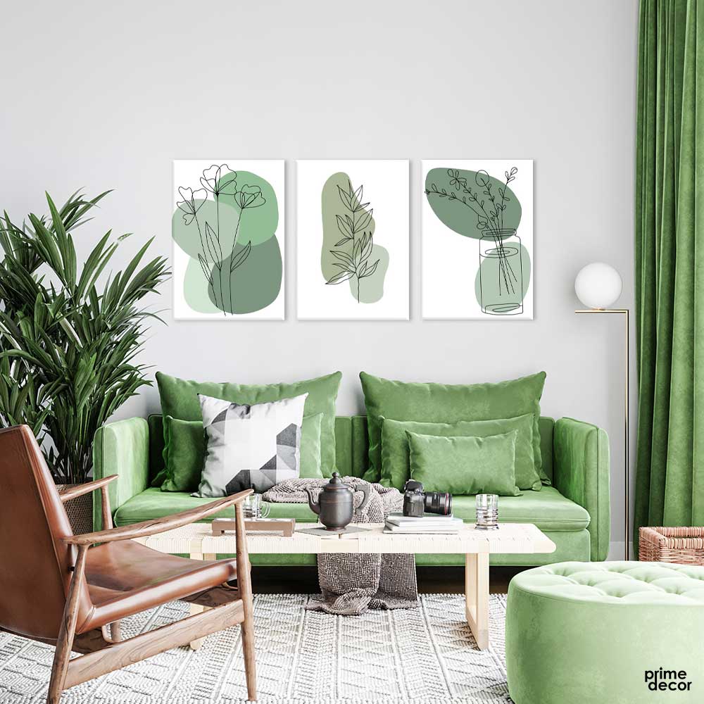 Mint Green Boho Collection Vol 2 (3 Panel) Abstract Wall Art - Prime Décor
