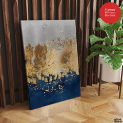 Blue Gold & Grey Abstract Art Design | Abstract Office Artwork #00157 - Prime Décor