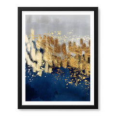 Blue Gold & Grey Abstract Art Design | Abstract Office Artwork #00158 - Prime Décor
