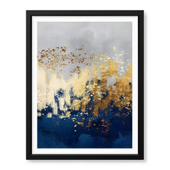 Blue Gold & Grey Abstract Art Design | Abstract Office Artwork #00159 - Prime Décor