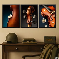 Beautiful Aesthetic Guitar Artwork (3 Panel) Music Wall Art