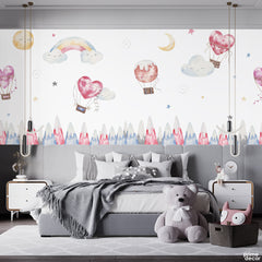 Beautiful Multicolor Hot Balloons In The Sky | Kids Wallpaper Mural