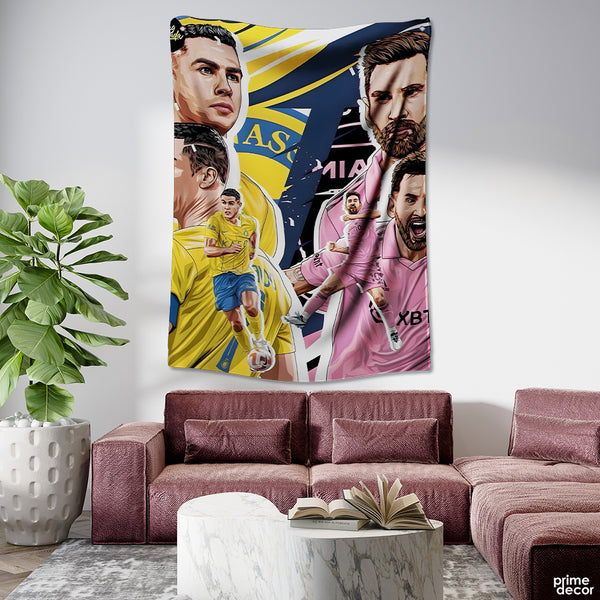 Cristiano Ronaldo & Lionel Messi | Sports Tapestry - Prime Décor