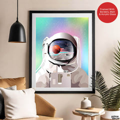Astronaut In Space With Colorful Abstract Background | Abstract Space Artwork #00164 - Prime Décor