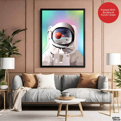 Astronaut In Space With Colorful Abstract Background | Abstract Space Artwork #00164 - Prime Décor