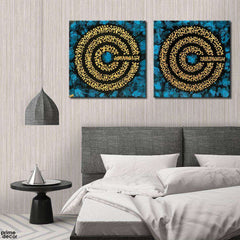 4 Quls Blue Grudge Calligraphy With Golden Text | Handmade Painting - Prime Décor