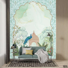 Beautiful Aesthetic Cultural Artwork With Peacock | Nature Wallpaper Mural