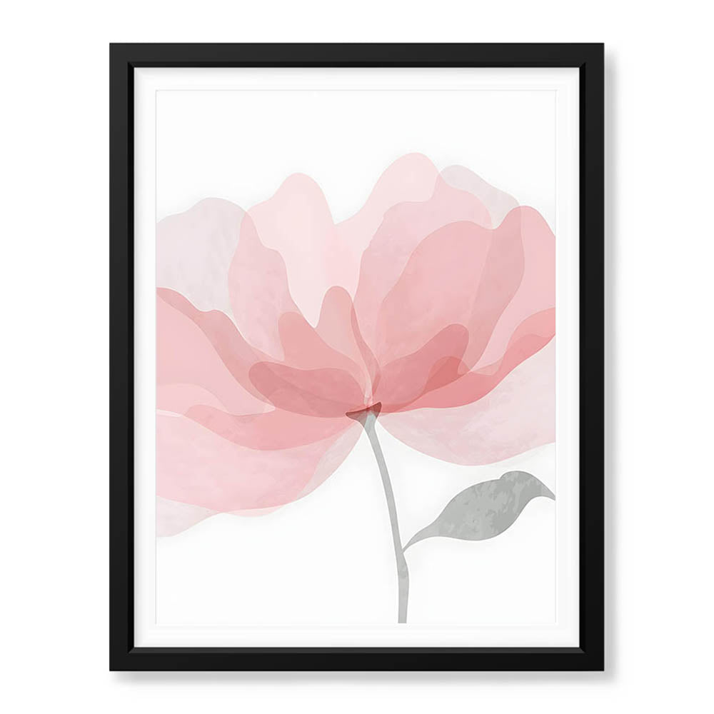 Beautiful Pink Flower Over White Background | Abstract Floral Artwork #00171 - Prime Décor