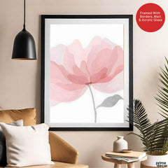 Beautiful Pink Flower Over White Background | Abstract Floral Artwork #00171 - Prime Décor
