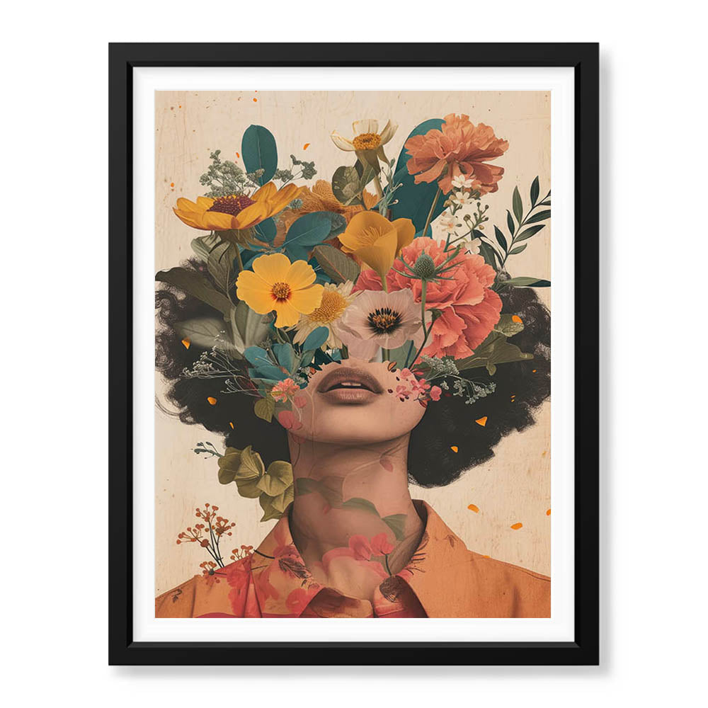 Beautiful Women Face With Floral Abstract Design | Abstract Fashion Artwork #00172 - Prime Décor