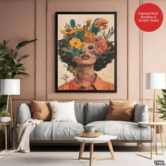 Beautiful Women Face With Floral Abstract Design | Abstract Fashion Artwork #00172 - Prime Décor