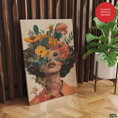 Beautiful Women Face With Floral Abstract Design | Abstract Fashion Artwork #00172 - Prime Décor