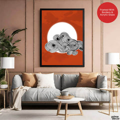 Black & White Abtract Design Over Red Background | Abstract Office Artwork #00179 - Prime Décor