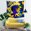 Blue & Gold Abstract Face Art | Fashion Tapestry - Prime Décor