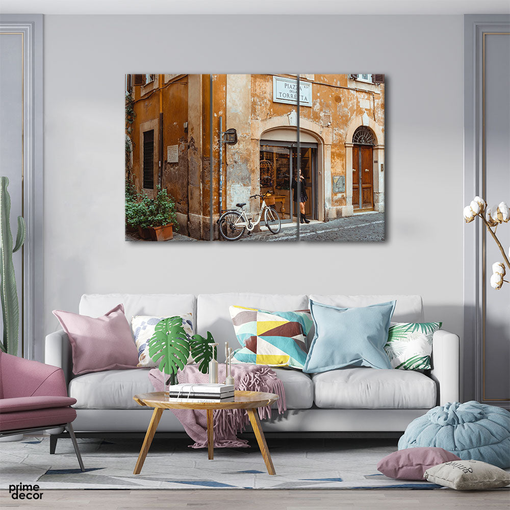 Pizza Street in Italy (3 Panel) City Wall Art - Prime Décor
