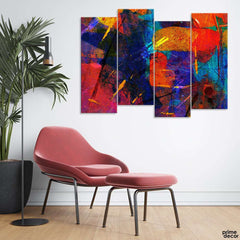 Abstract Colorful Paint Stroke Artwork (4 Panel) Abstract Wall Art