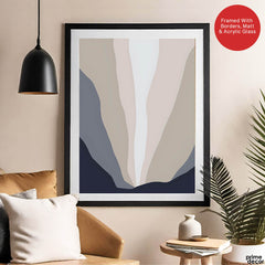 Blue & Grey Abstract Design Over Colorful Background | Abstract Office Artwork #00185 - Prime Décor