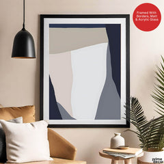 Blue & Grey Abstract Design Over Colorful Background | Abstract Office Artwork #00186 - Prime Décor