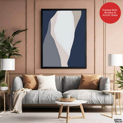 Blue & Grey Abstract Design Over Colorful Background | Abstract Office Artwork #00188 - Prime Décor