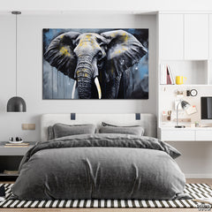 Gunmetal Colored Elephant Brush Stokes Style (Single Panel) Animal Wall Art - Prime Décor