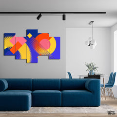Yellow & Orange Abstract Circles (5 Panel) | Abstract Wall Art - Prime Décor