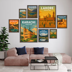 Exploring Pakistan Illustration Style (8 Panel) Travel Wall Art