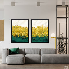 Luxury Teal and Gilded Gold Leaf Diptych (2 Panel) Abstract Wall Art